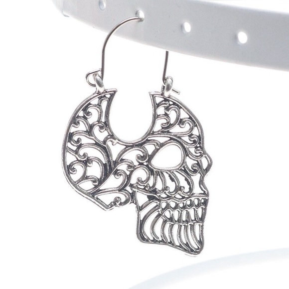 Any 2/$20! Boho Sugar Skull Open Work Earrings - Picture 8 of 12